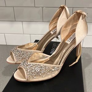 Badgley Mischka Crystal Embellished Nude Heel